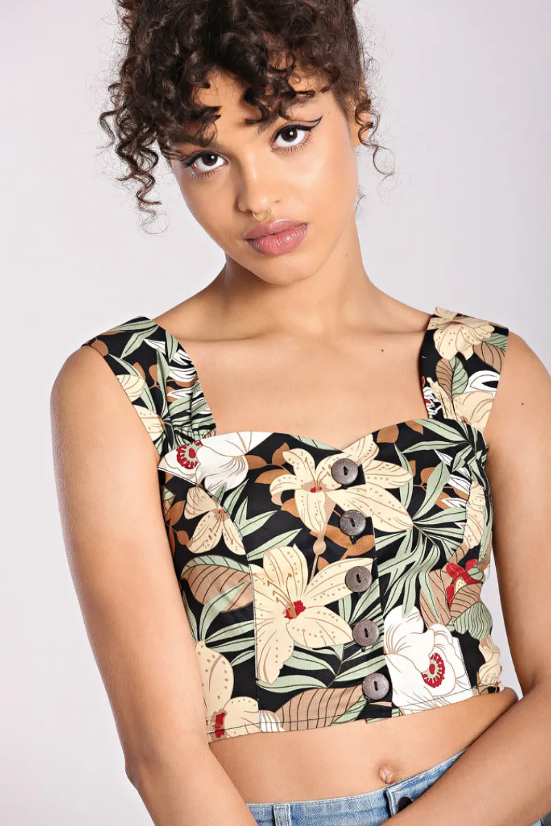 Hell Bunny Tops|Tops>Adelaida Crop Top Black