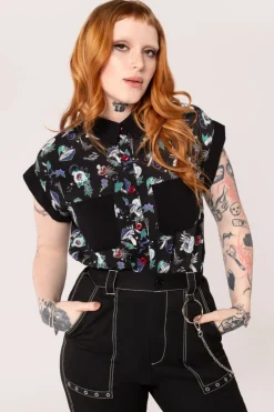 Hell Bunny Tops|Blouses>Amanita Shirt Black