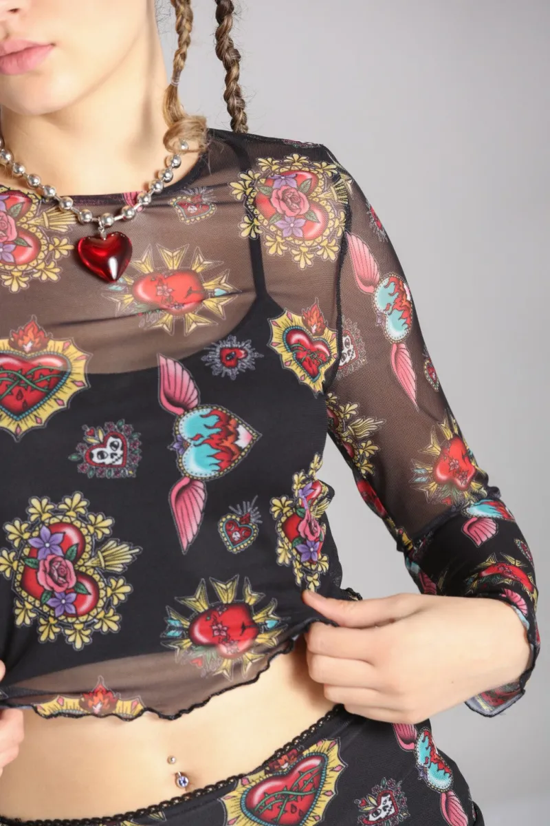 Hell Bunny Tops|Tops>Amias Mesh Top Black
