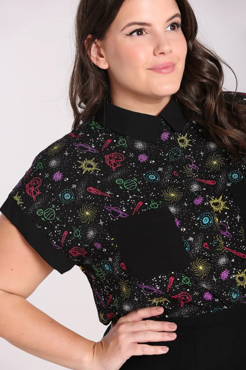 Hell Bunny Tops|Blouses>Andromeda Shirt Black