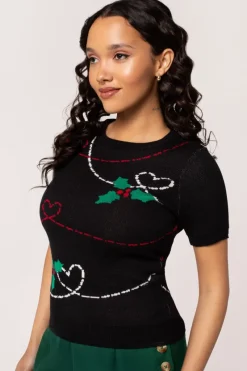 Hell Bunny Tops|Knitwear>Angelica Top Black