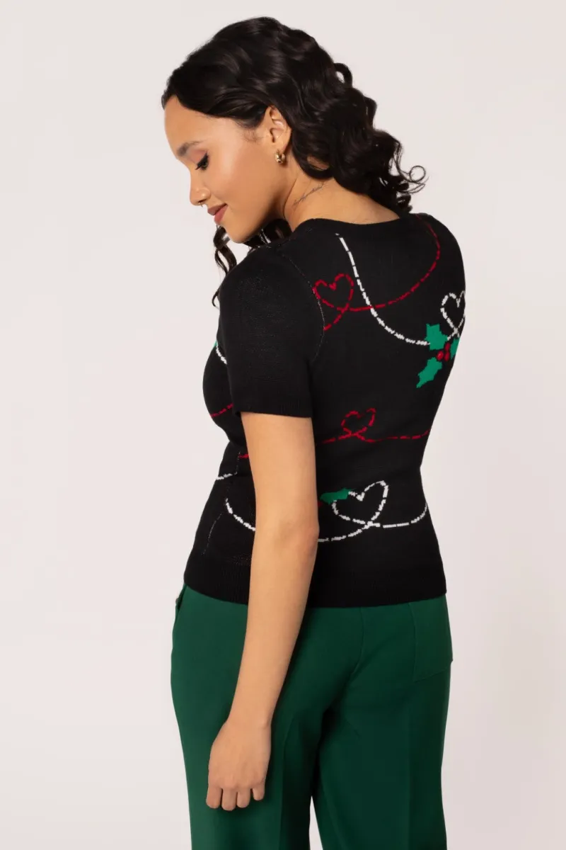 Hell Bunny Tops|Knitwear>Angelica Top Black