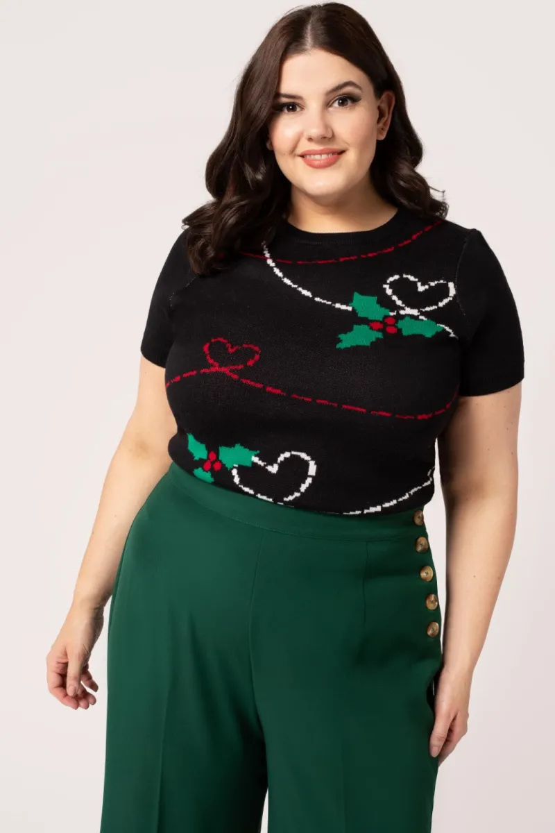 Hell Bunny Tops|Knitwear>Angelica Top Black