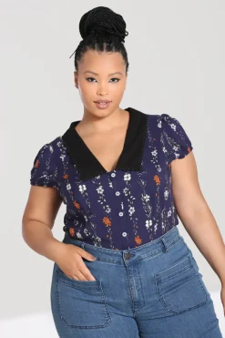 Hell Bunny Tops|Blouses>Asta Blouse Blue