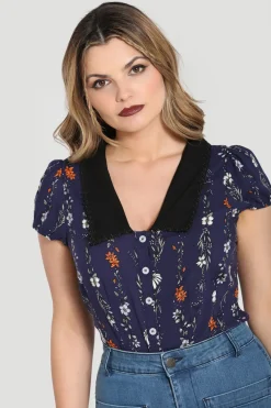 Hell Bunny Tops|Blouses>Asta Blouse Blue