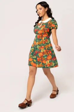Hell Bunny Dresses|Vintage Dresses>Autumn Mini Dress Green