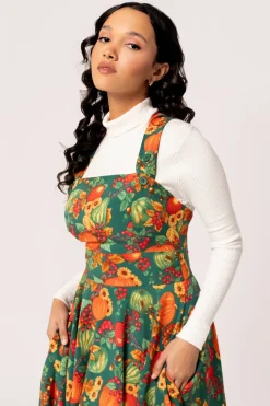 Hell Bunny Dresses|Vintage Dresses>Autumn Pinafore Dress Green