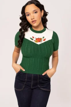 Hell Bunny Tops|Knitwear>Autumn Top Green