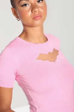 Hell Bunny Tops|Knitwear>Bat Top Pink