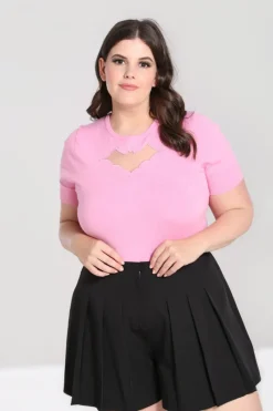 Hell Bunny Tops|Knitwear>Bat Top Pink