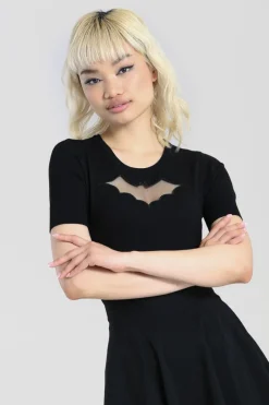 Hell Bunny Tops|Knitwear>Bat Top Black