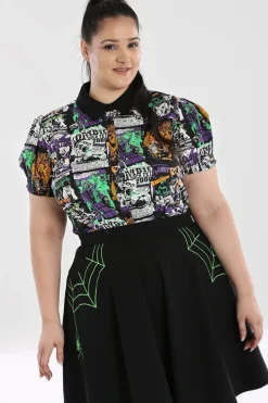 Hell Bunny Tops|Blouses>Be Afraid Blouse Black
