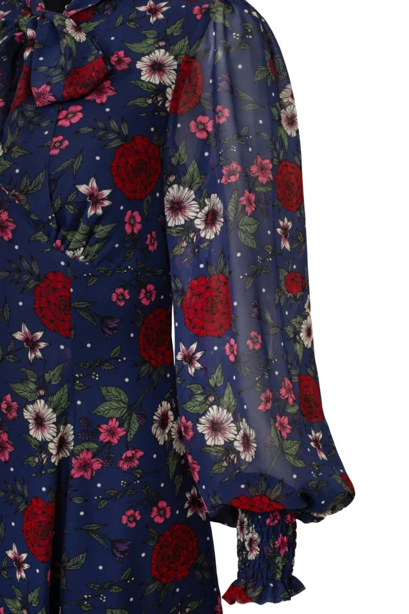 Hell Bunny Dresses|Vintage Dresses>Camellia Mini Dress Blue