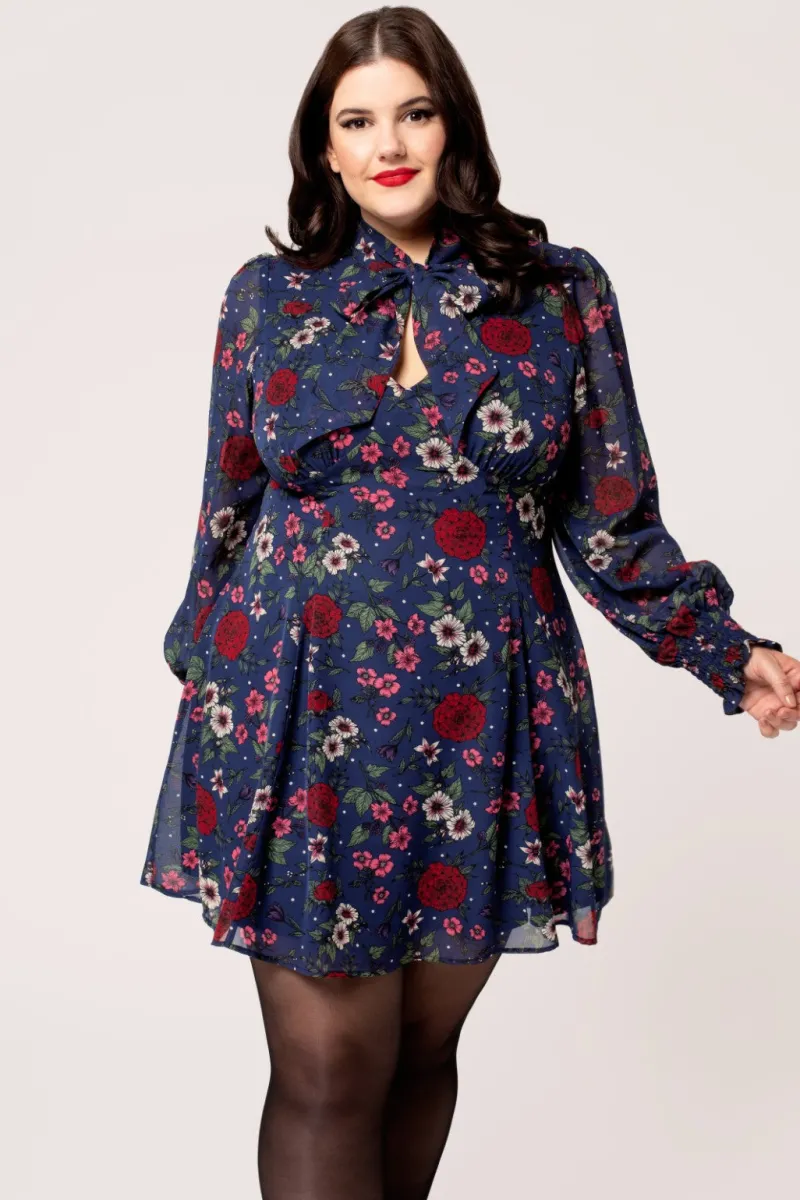 Hell Bunny Dresses|Vintage Dresses>Camellia Mini Dress Blue