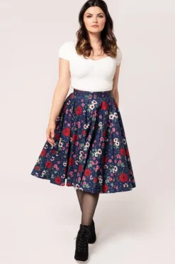 Hell Bunny Skirts|Skirts>Camellia Skirt Blue