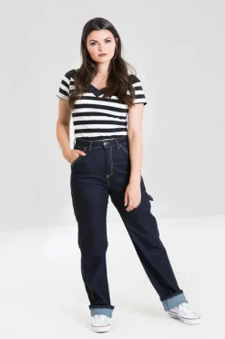 Hell Bunny Trousers & Shorts|Trousers & Shorts>Carpenter Denim Jeans Navy