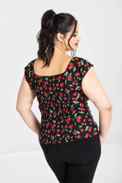 Hell Bunny Tops|Tops>Cherry Pie Top Black