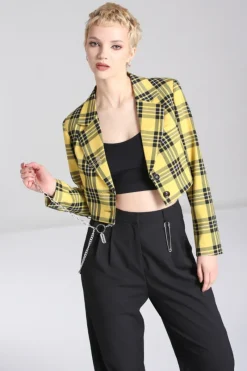 Hell Bunny Coats & Jackets|Coats & Jackets>Corey Blazer Yellow