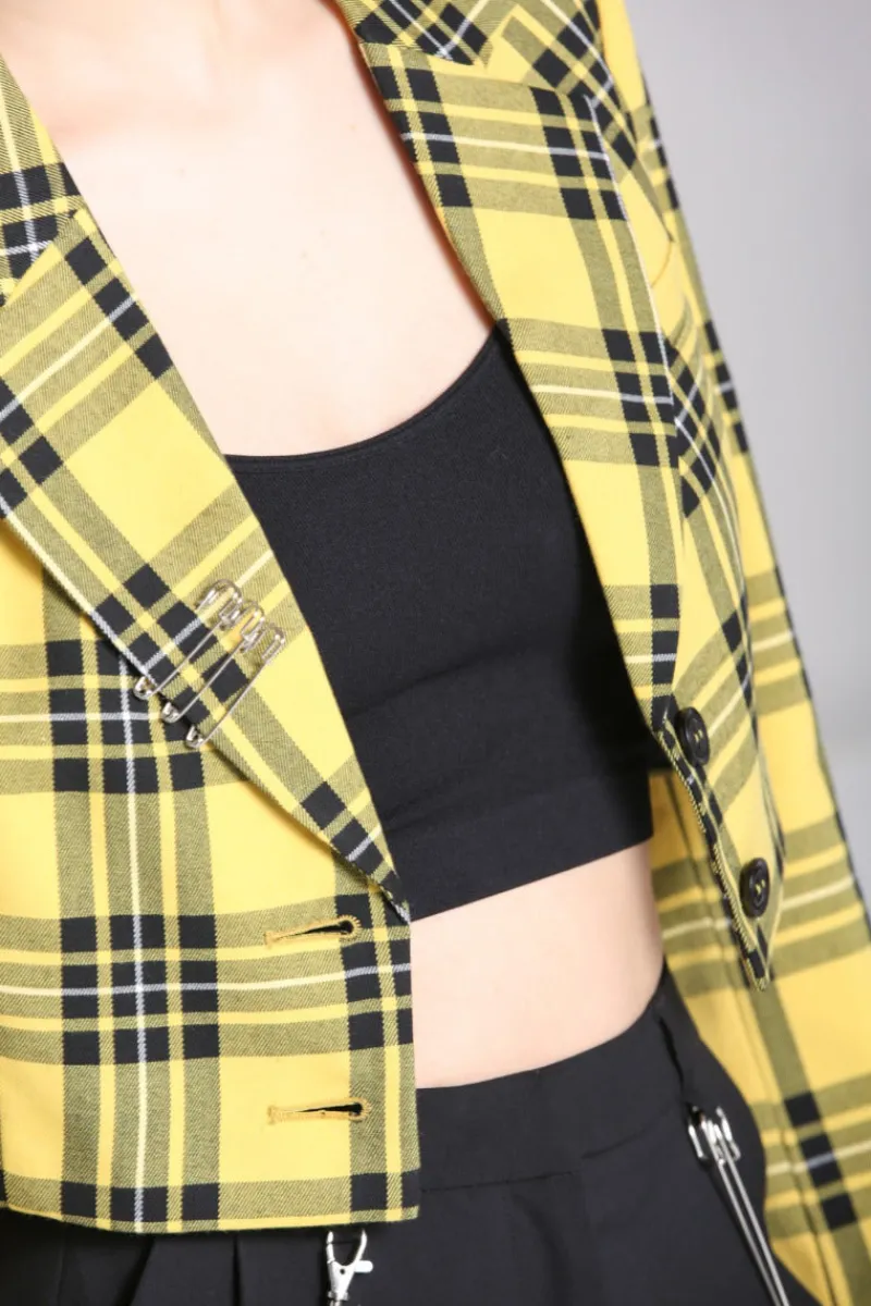 Hell Bunny Coats & Jackets|Coats & Jackets>Corey Blazer Yellow