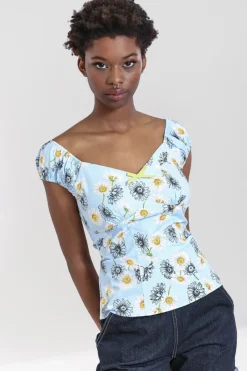 Hell Bunny Tops|Tops>Daisy Top Blue