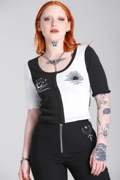 Hell Bunny Tops|Knitwear>Dark Light Top Black