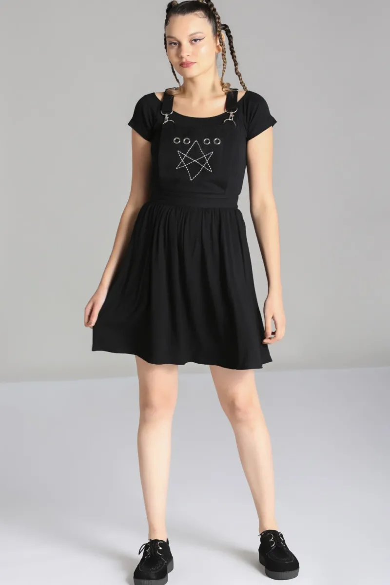 Hell Bunny Dresses|Dresses With Pockets>Destroya Pinafore Dress Black