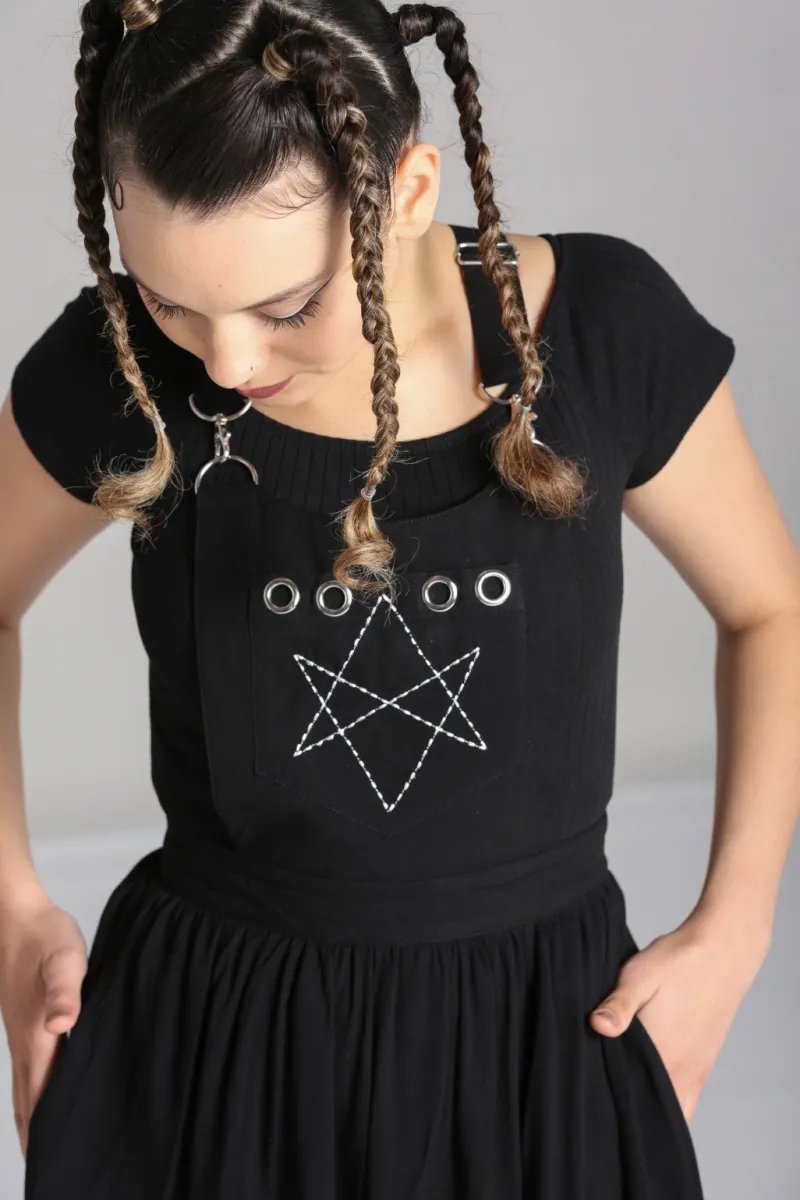 Hell Bunny Dresses|Dresses With Pockets>Destroya Pinafore Dress Black