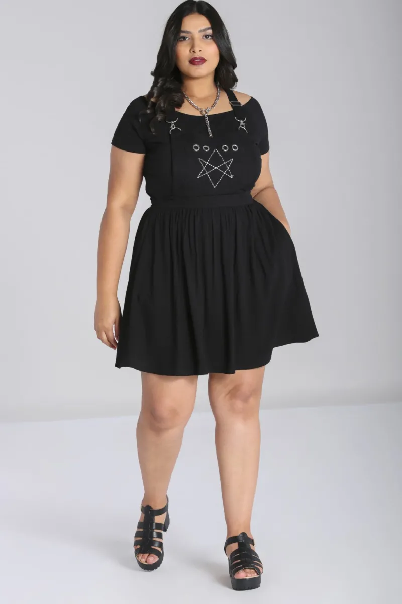 Hell Bunny Dresses|Dresses With Pockets>Destroya Pinafore Dress Black