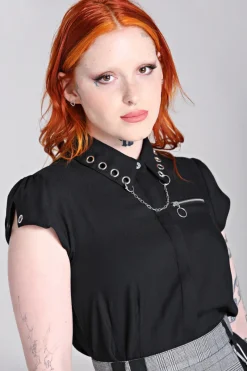 Hell Bunny Blouses|Tops>Destroya Shirt Black