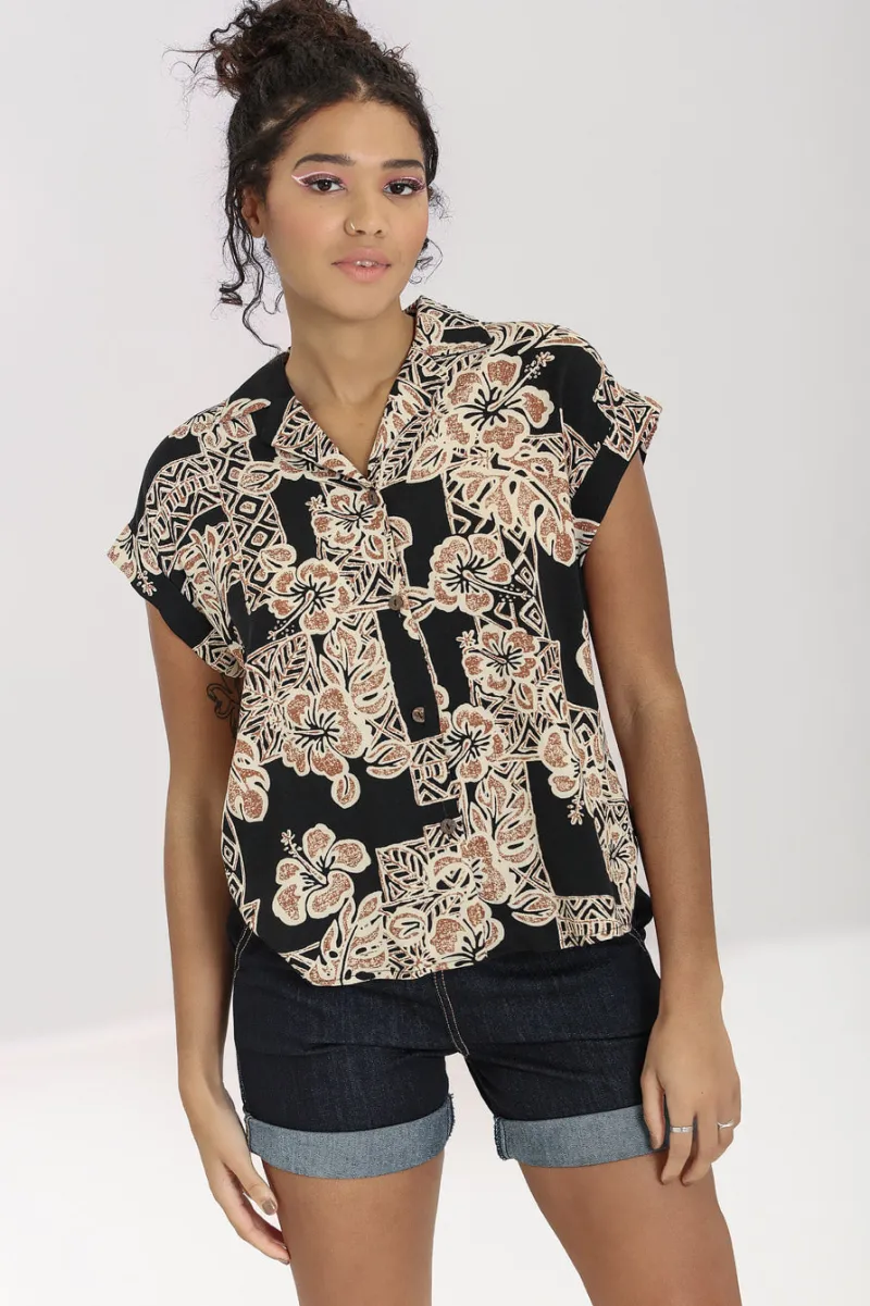 Hell Bunny Tops|Blouses>Dominique Shirt Black