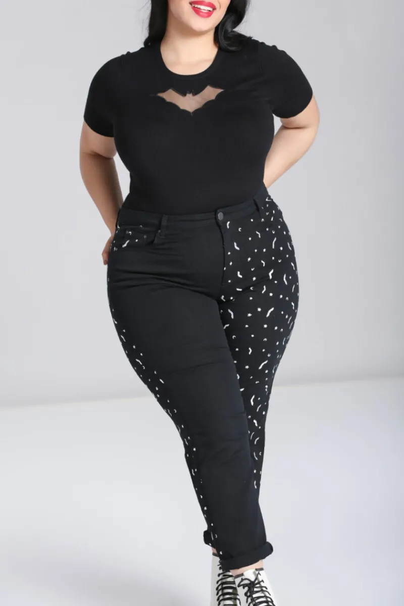 Hell Bunny Trousers & Shorts|Trousers & Shorts>Duo Bat Jeans