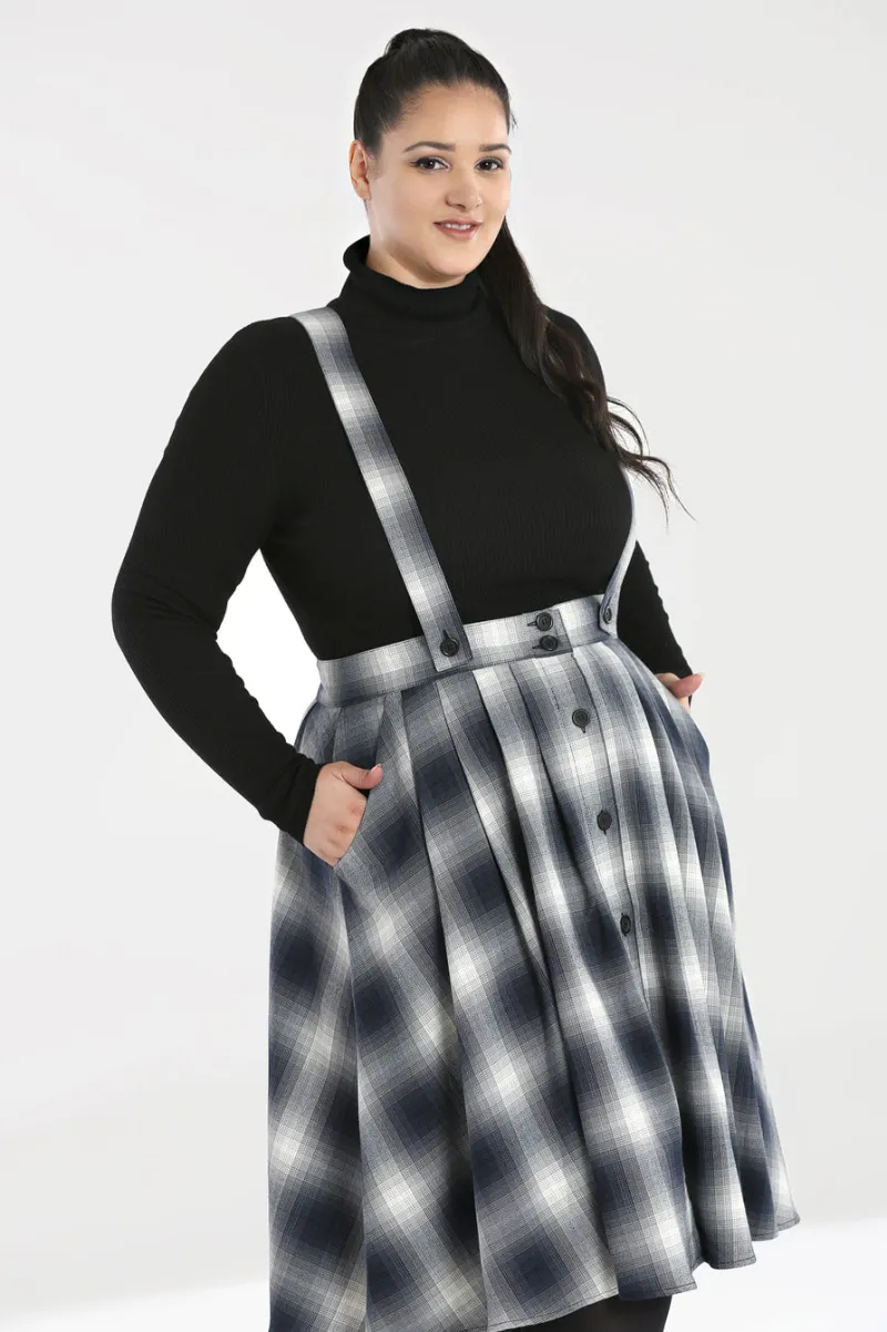 Hell Bunny Skirts|Skirts>Eddystone Pinafore Skirt Grey
