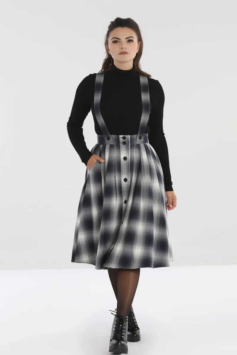 Hell Bunny Skirts|Skirts>Eddystone Pinafore Skirt Grey