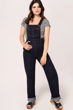 Hell Bunny Trousers & Shorts|Trousers & Shorts>Elly May Denim Dungarees Navy