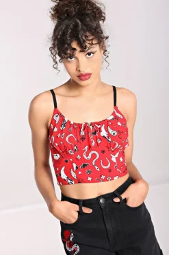 Hell Bunny Tops|Tops>Emmylou Crop Top Red