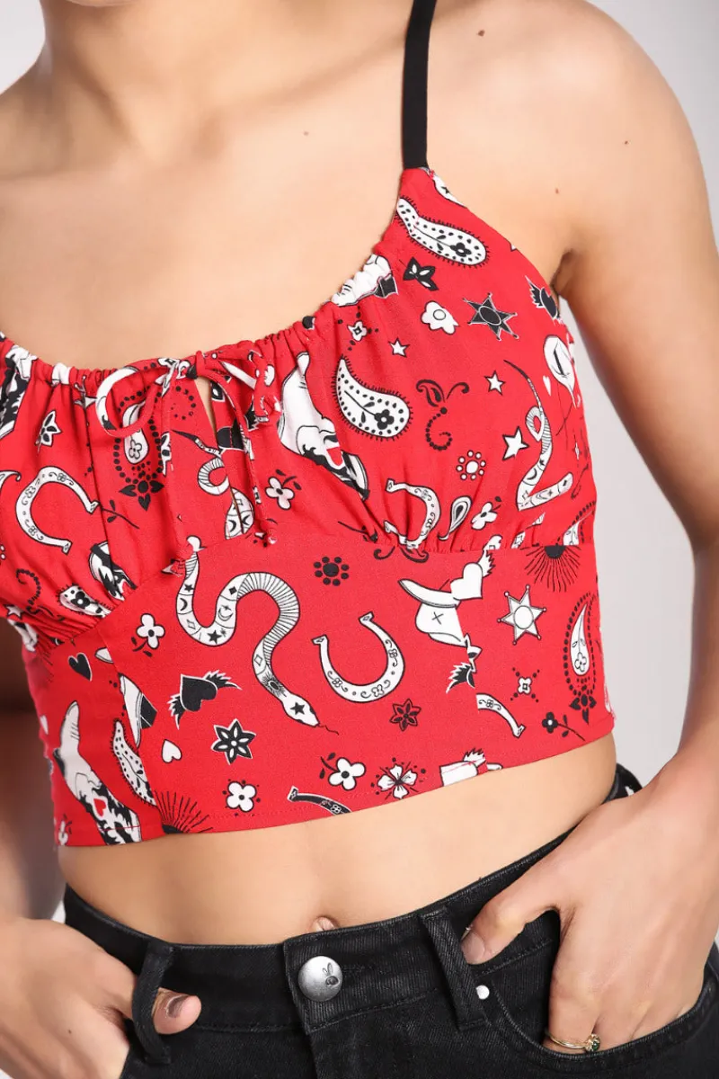 Hell Bunny Tops|Tops>Emmylou Crop Top Red