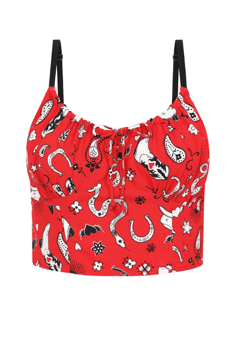 Hell Bunny Tops|Tops>Emmylou Crop Top Red