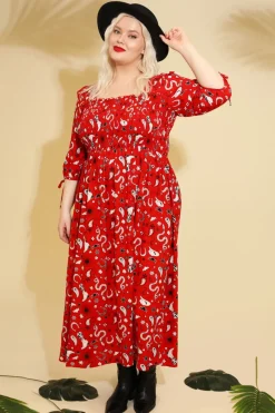 Hell Bunny Dresses|Dresses>Emmylou Maxi Dress Red