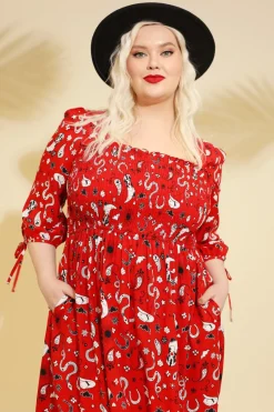 Hell Bunny Dresses|Dresses>Emmylou Maxi Dress Red