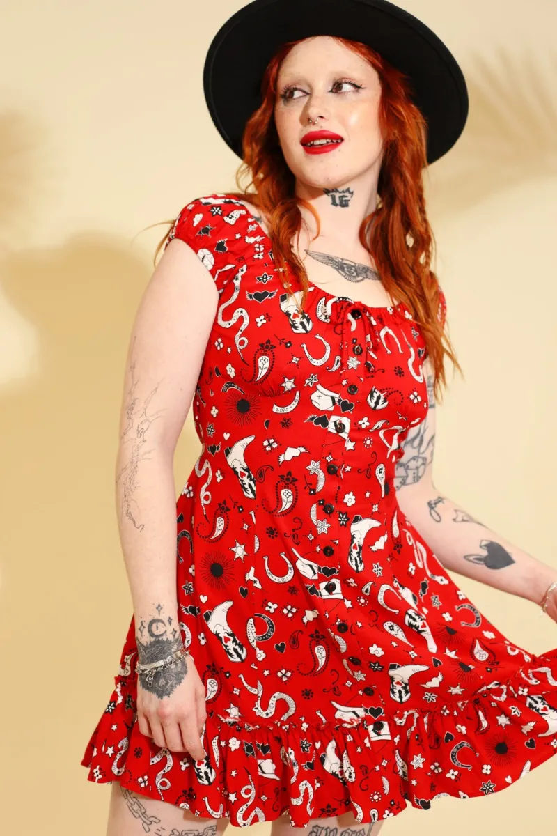 Hell Bunny Dresses|Dresses>Emmylou Mini Dress Red