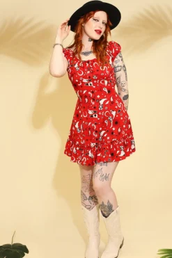 Hell Bunny Dresses|Dresses>Emmylou Mini Dress Red