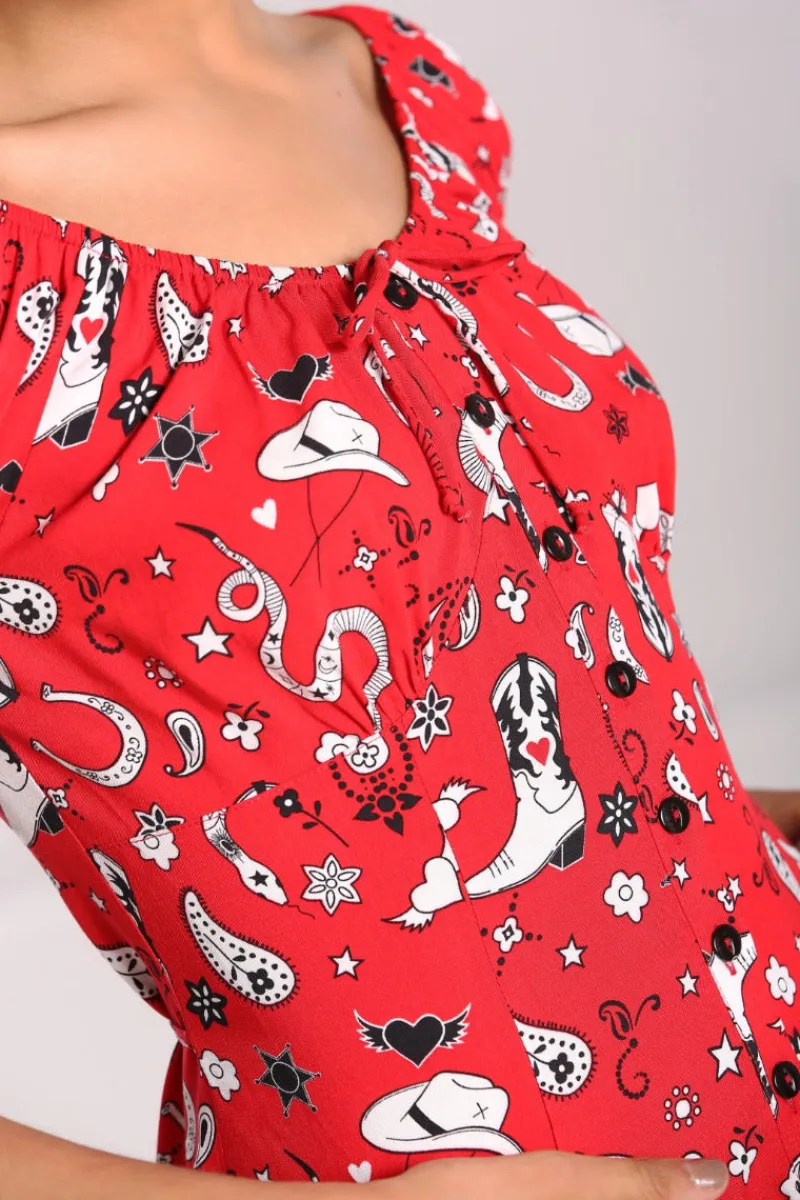 Hell Bunny Dresses|Dresses>Emmylou Mini Dress Red