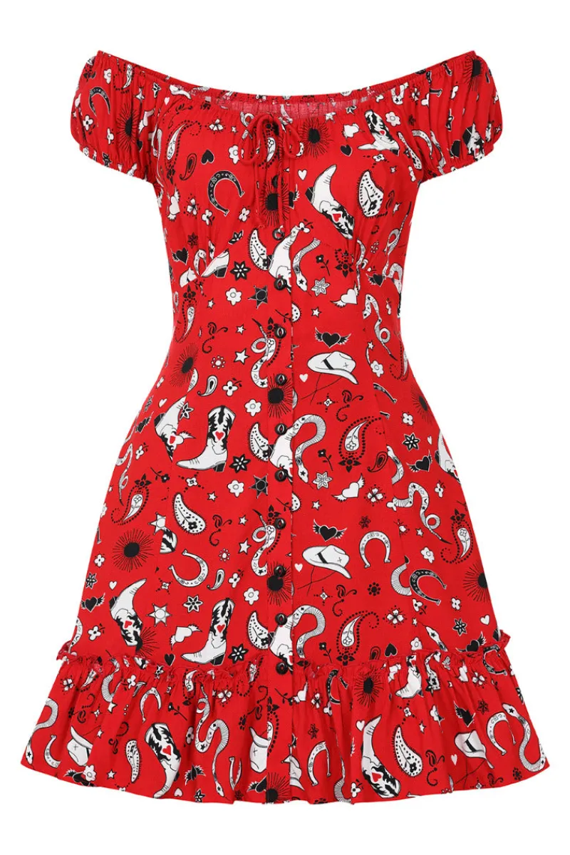 Hell Bunny Dresses|Dresses>Emmylou Mini Dress Red