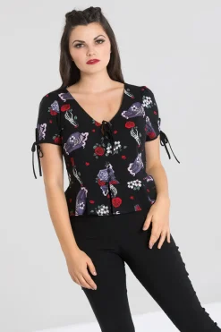 Hell Bunny Blouses|Tops>Even In Death Blouse Black