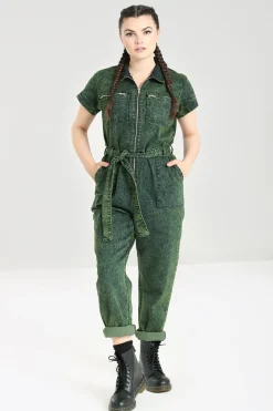 Hell Bunny Jumpsuits & Playsuits|Jumpsuits & Playsuits>Finn Boilersuit Green