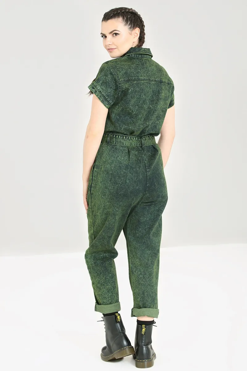 Hell Bunny Jumpsuits & Playsuits|Jumpsuits & Playsuits>Finn Boilersuit Green