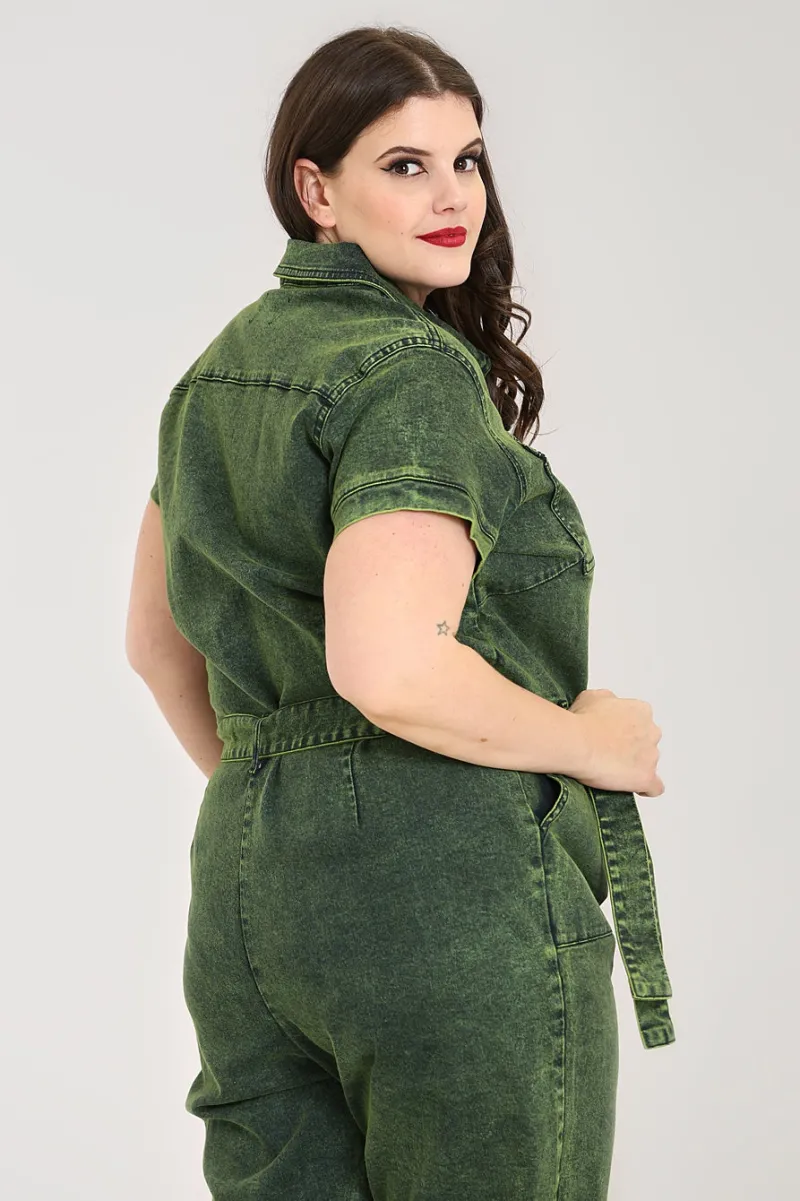 Hell Bunny Jumpsuits & Playsuits|Jumpsuits & Playsuits>Finn Boilersuit Green