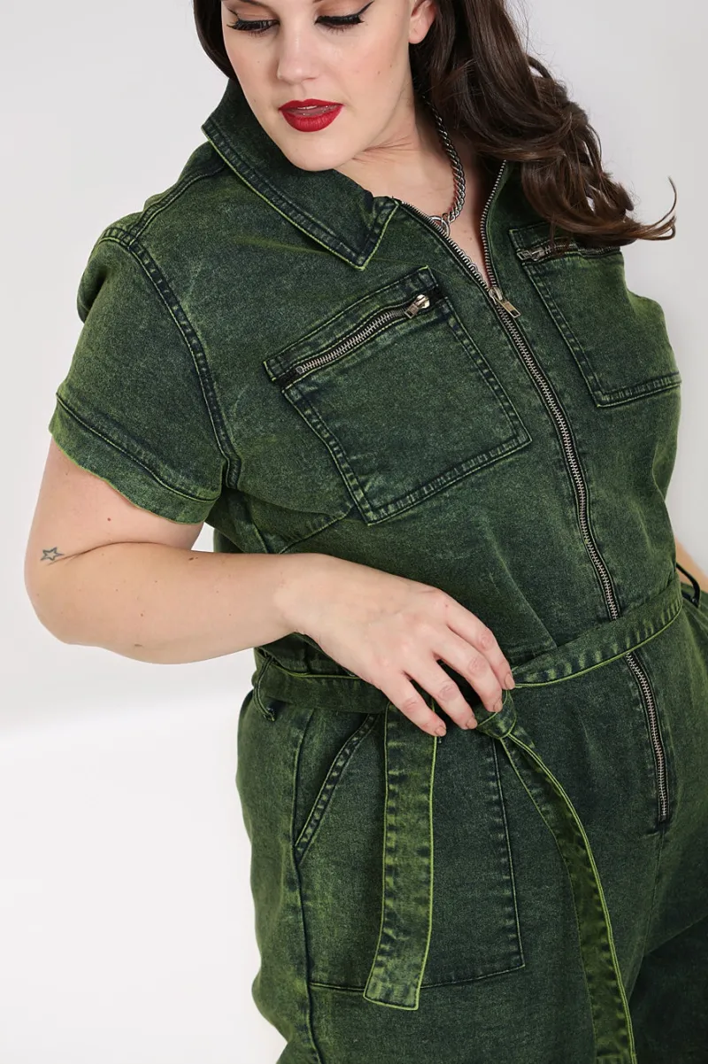 Hell Bunny Jumpsuits & Playsuits|Jumpsuits & Playsuits>Finn Boilersuit Green