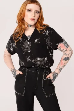 Hell Bunny Tops|Blouses>Grungy Spider Shirt Black