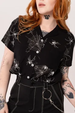 Hell Bunny Tops|Blouses>Grungy Spider Shirt Black
